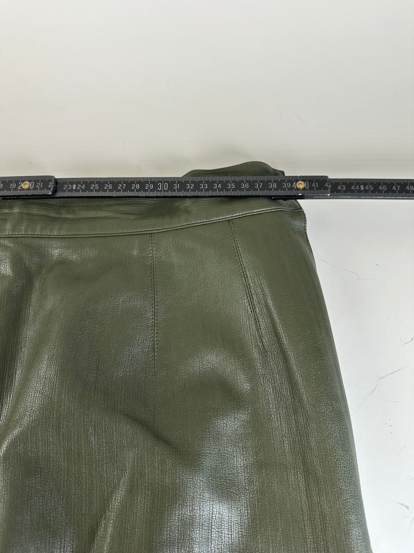 Vintage Dior Leather Skirt Olive Green