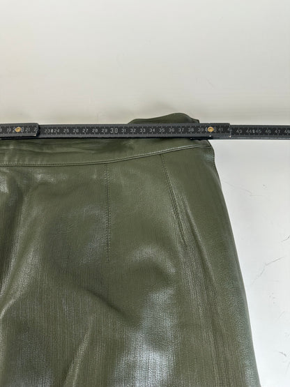 Vintage Dior Leather Skirt Olive Green