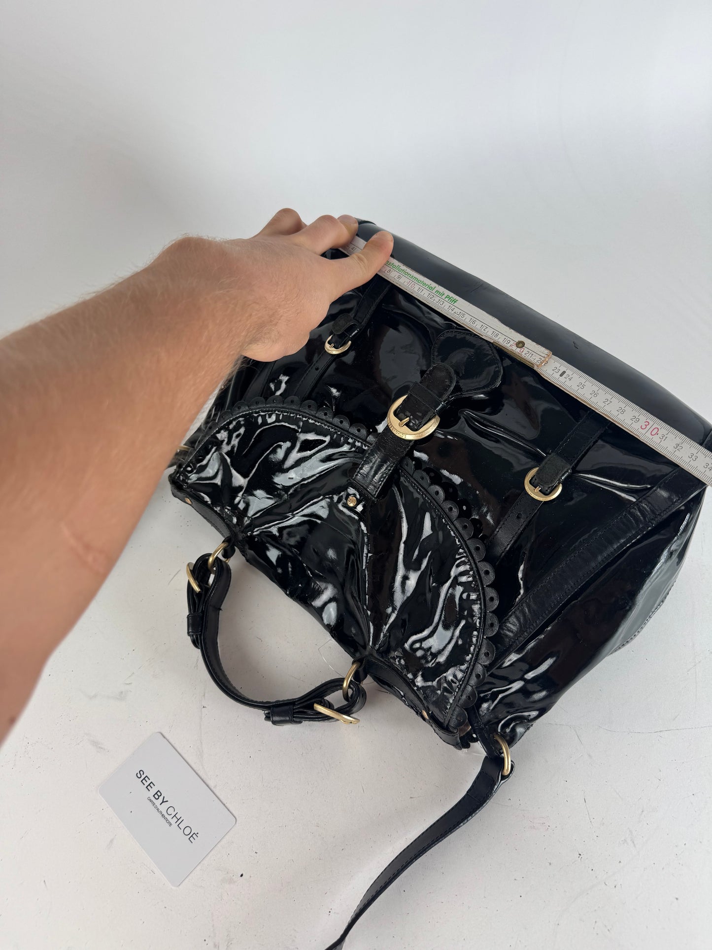Vintage See By Chloe 2 Way Patent Leather Bag black