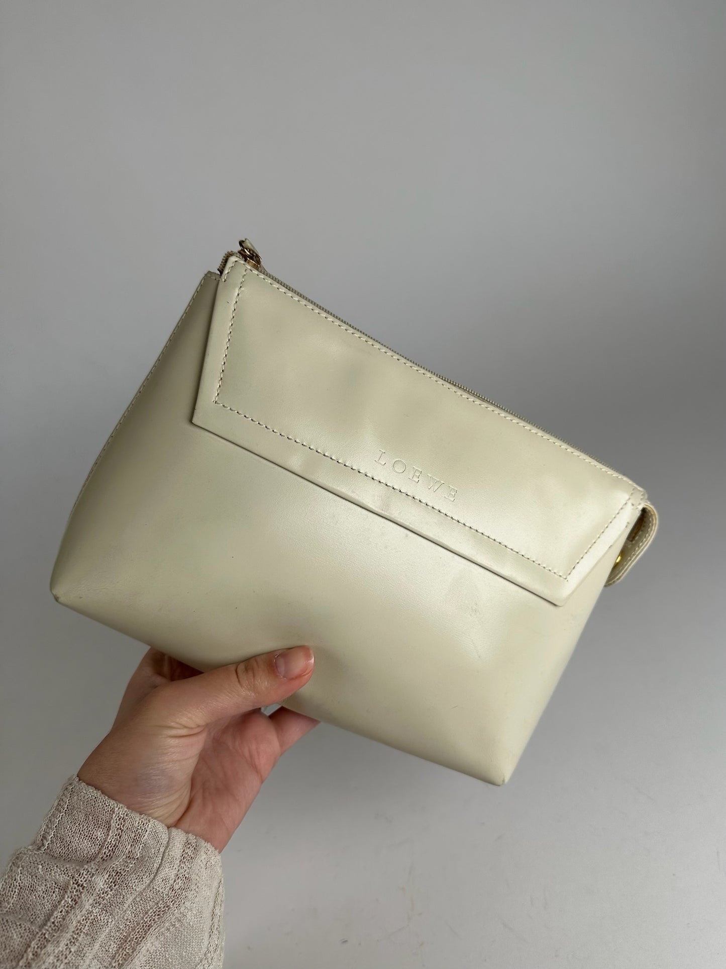 Vintage Loewe Madrid Leather clutch white