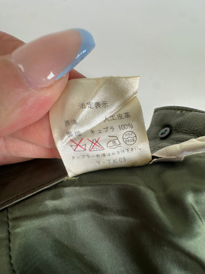 Vintage Dior Leather Skirt Olive Green