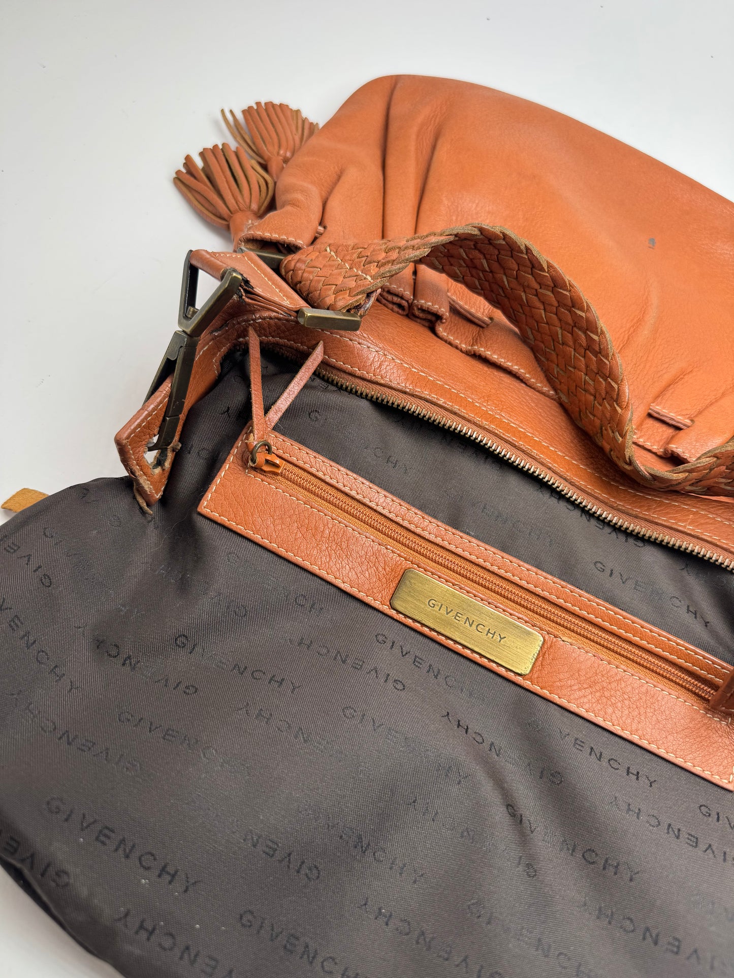 Sac vintage en cuir Givenchy orange marron