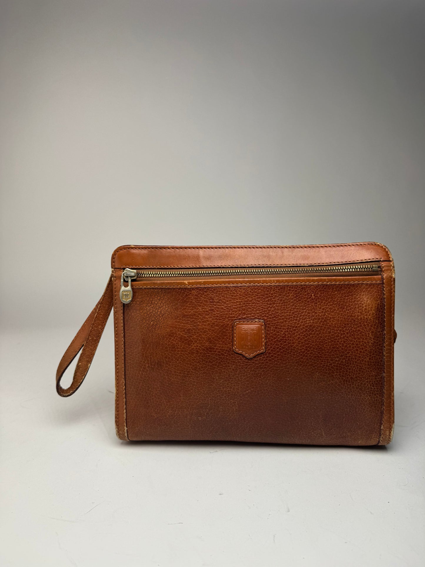 Pochette vintage en cuir marron Céline Paris