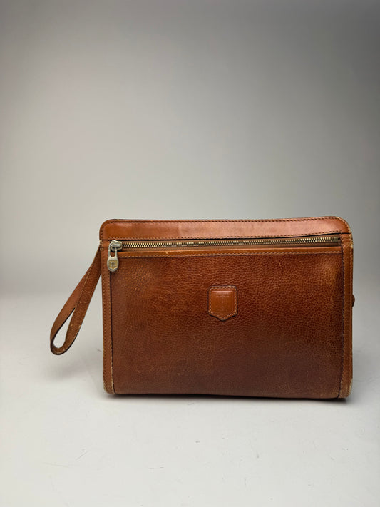 Vintage Celine Paris Leather Clutch Brown