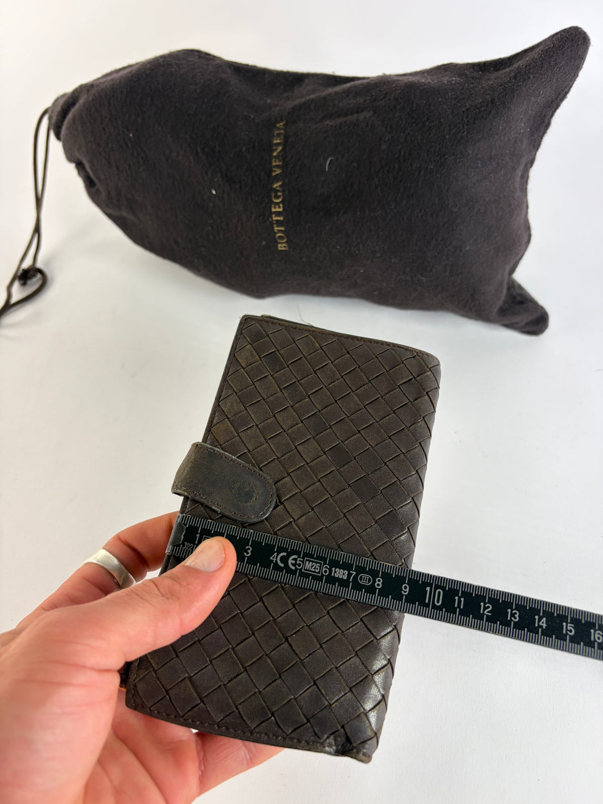Vintage Bottega Veneta Intrecciato Woven Bifold Wallet Dark Brown
