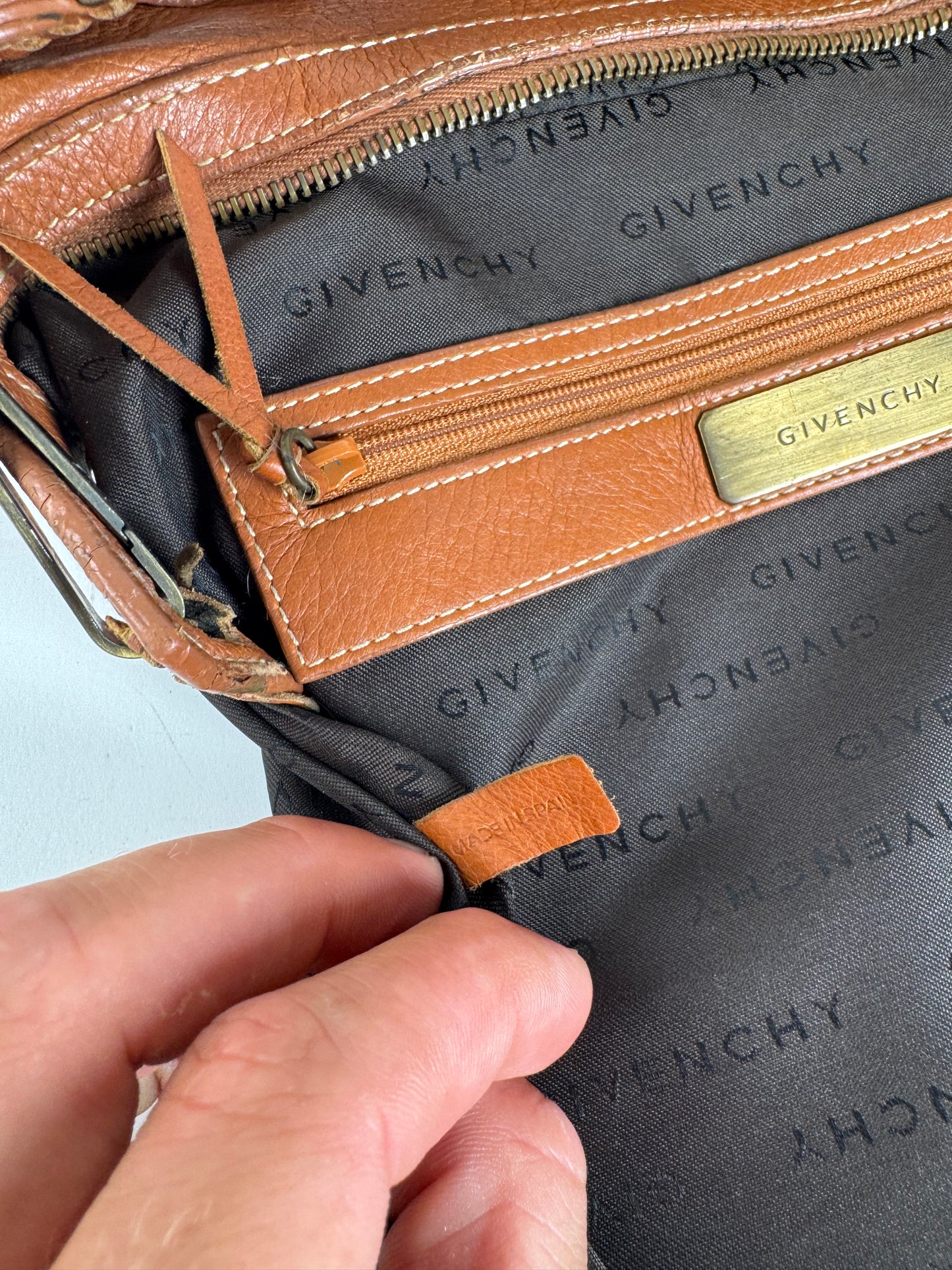 Sac vintage en cuir Givenchy orange marron