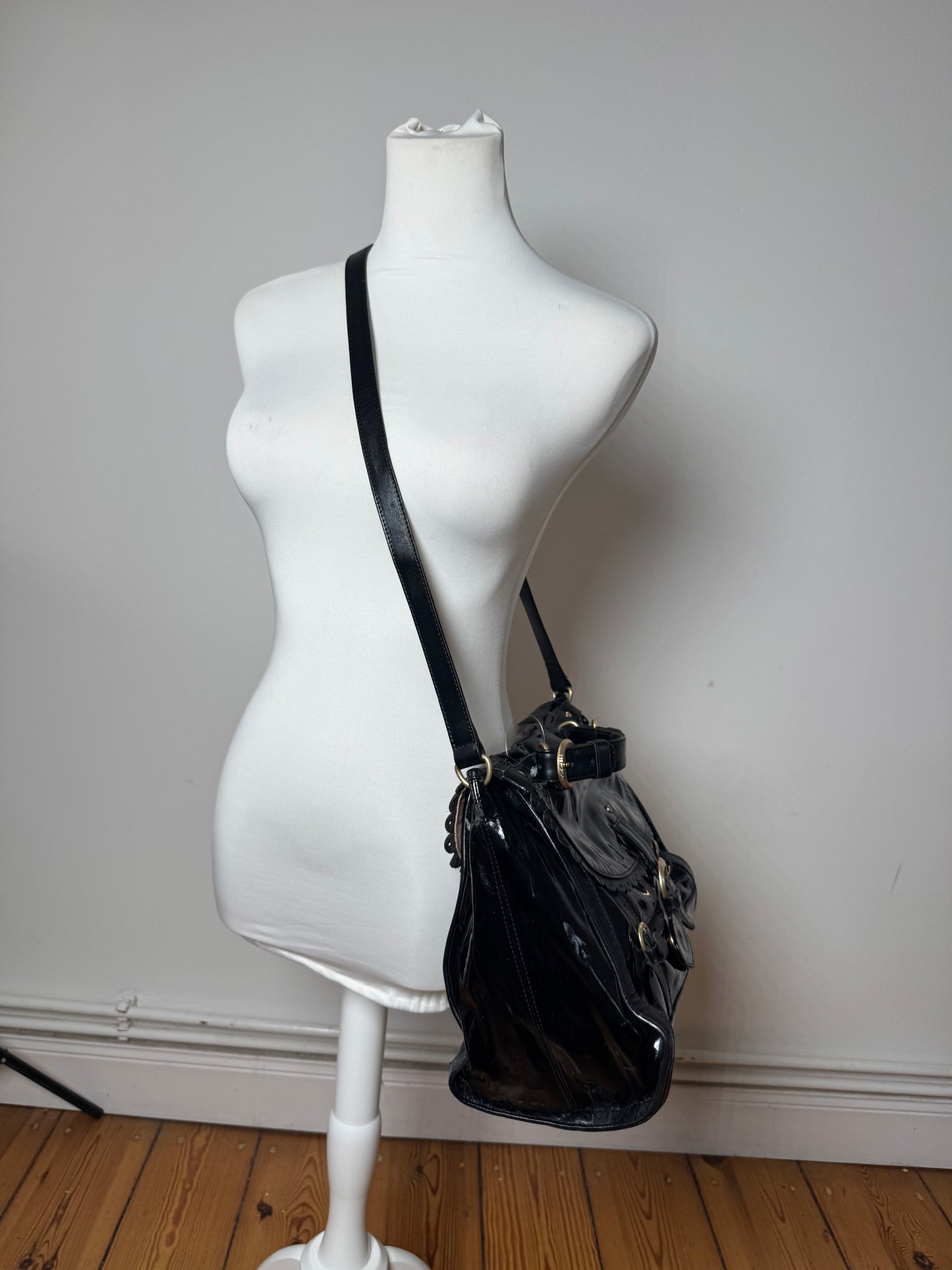Vintage See By Chloe 2 Way Patent Leather Bag black