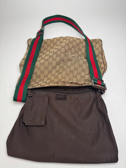 Vintage Gucci Monogram Bag Beige Brown
