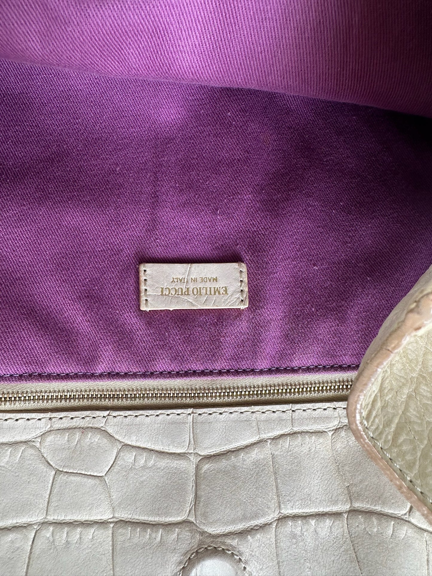 Vintage Emilio Pucci Crocodile Emblossed Leather Tote Bag