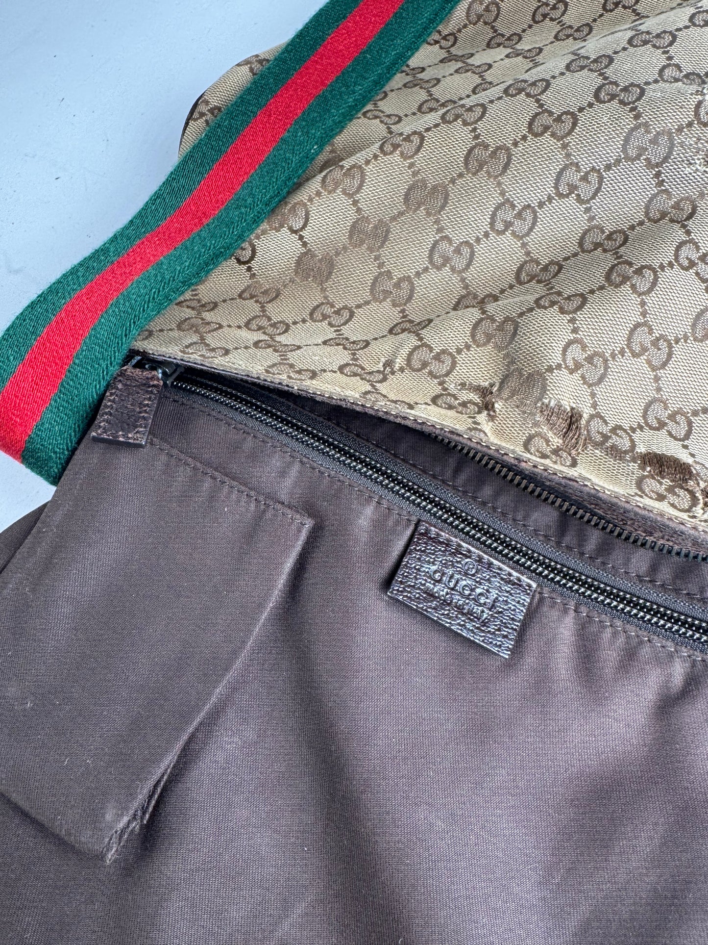Vintage Gucci Monogram Bag Beige Brown