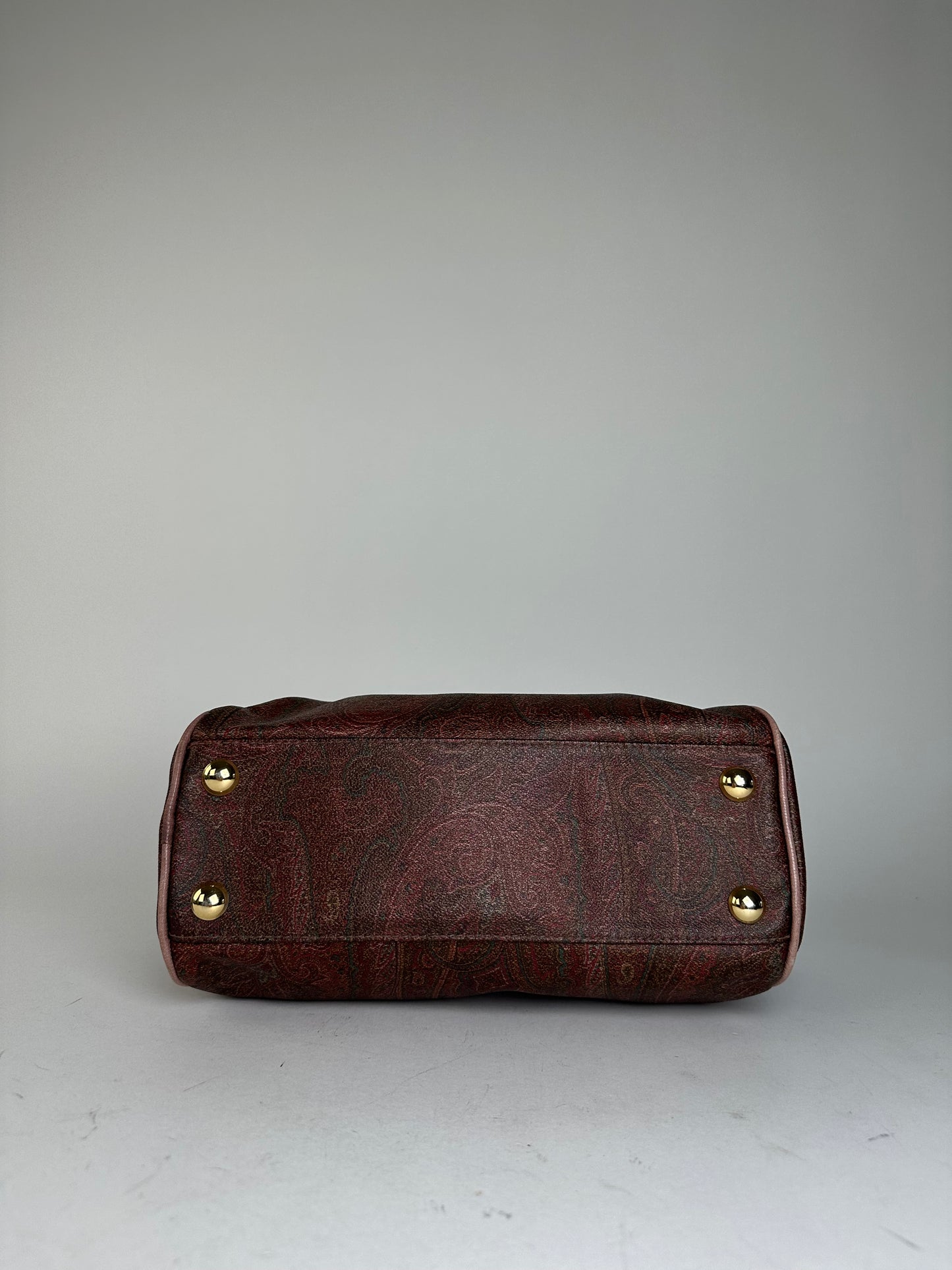 Vintage Etro Paisley Handbag Coated Canvas Brown