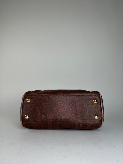 Vintage Etro Paisley Handbag Coated Canvas Brown