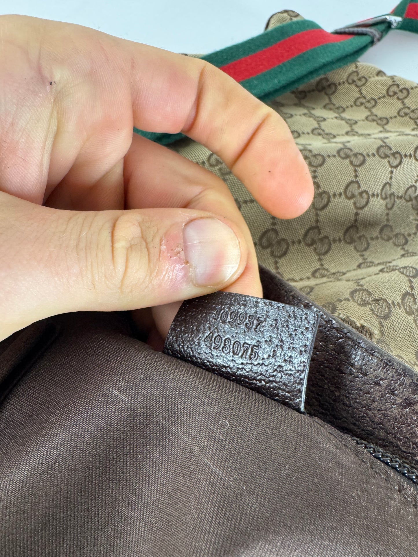 Vintage Gucci Monogram Bag Beige Brown