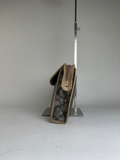 Vintage Saint Laurent Textured Canvas Clutch Bag Grey Beige