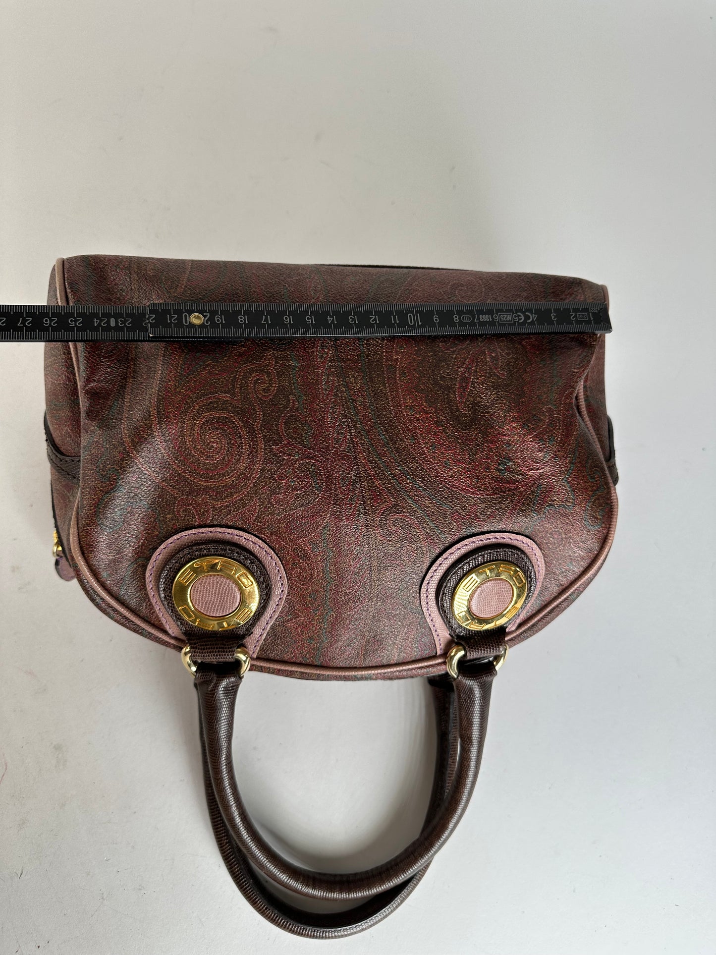 Vintage Etro Paisley Handbag Coated Canvas Brown