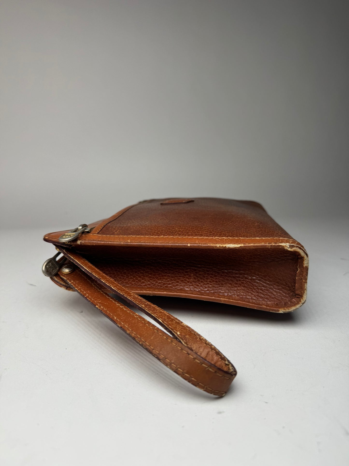 Pochette vintage en cuir marron Céline Paris