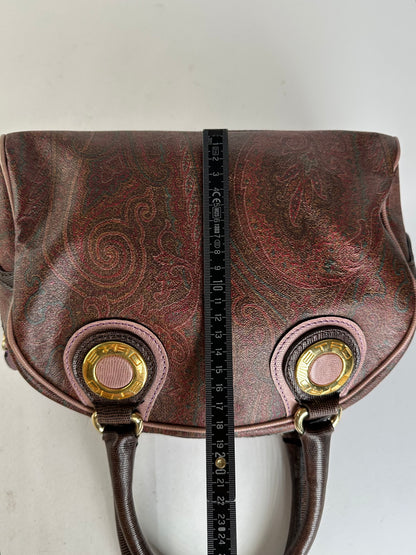 Vintage Etro Paisley Handbag Coated Canvas Brown