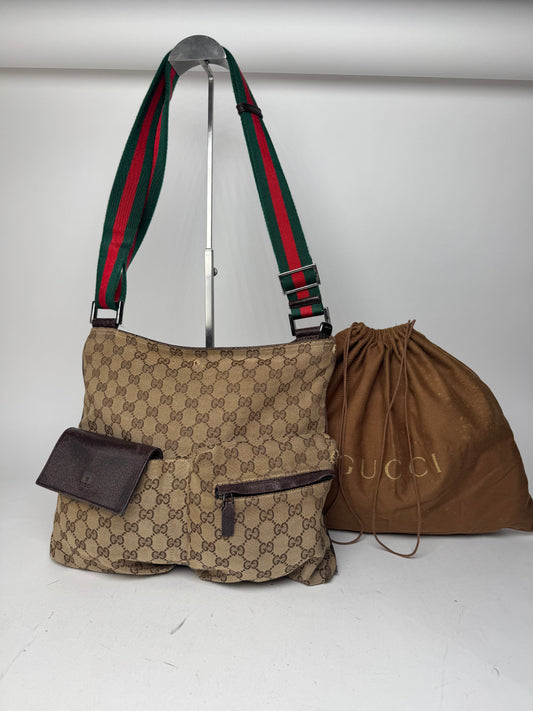 Vintage Gucci Monogram Bag Beige Brown