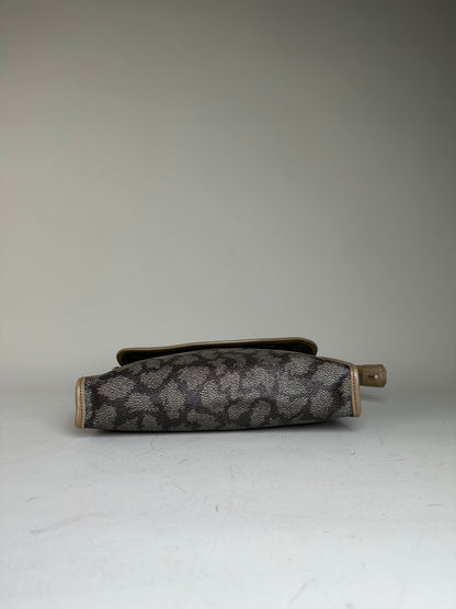 Vintage Saint Laurent Textured Canvas Clutch Bag Grey Beige