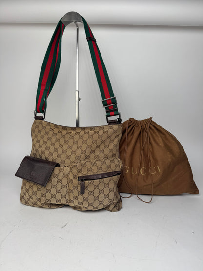 Vintage Gucci Monogram Bag Beige Brown