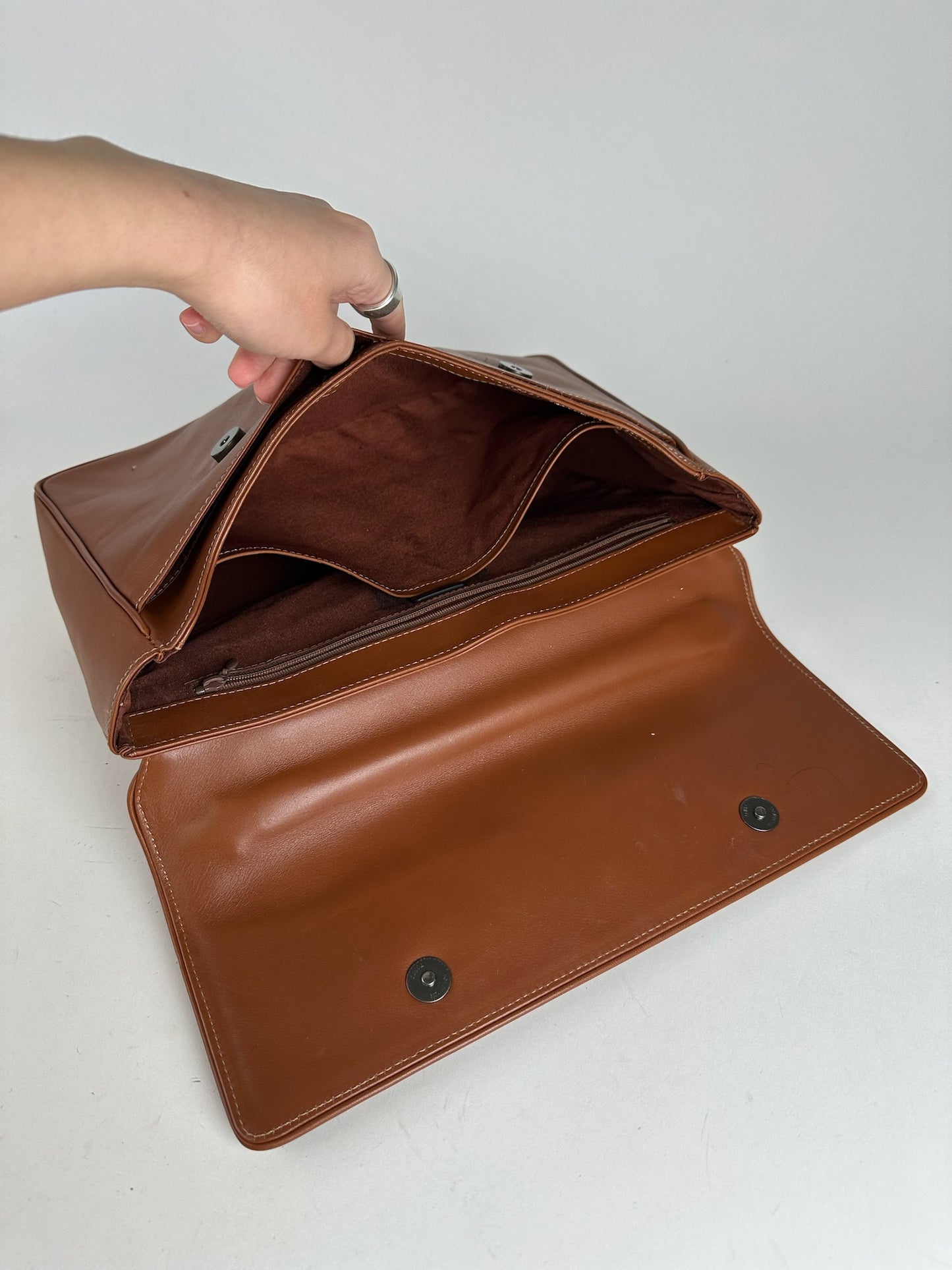 Vintage Issey Miyake 2way leather bag brown