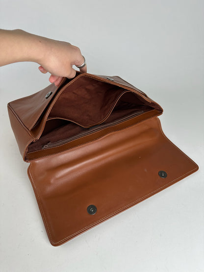 Vintage Issey Miyake 2way leather bag brown