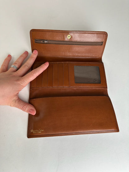Vintage Dior Canvas Leather Wallet / Card Holder Brown