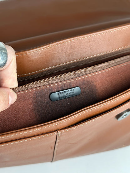 Vintage Issey Miyake 2way leather bag brown