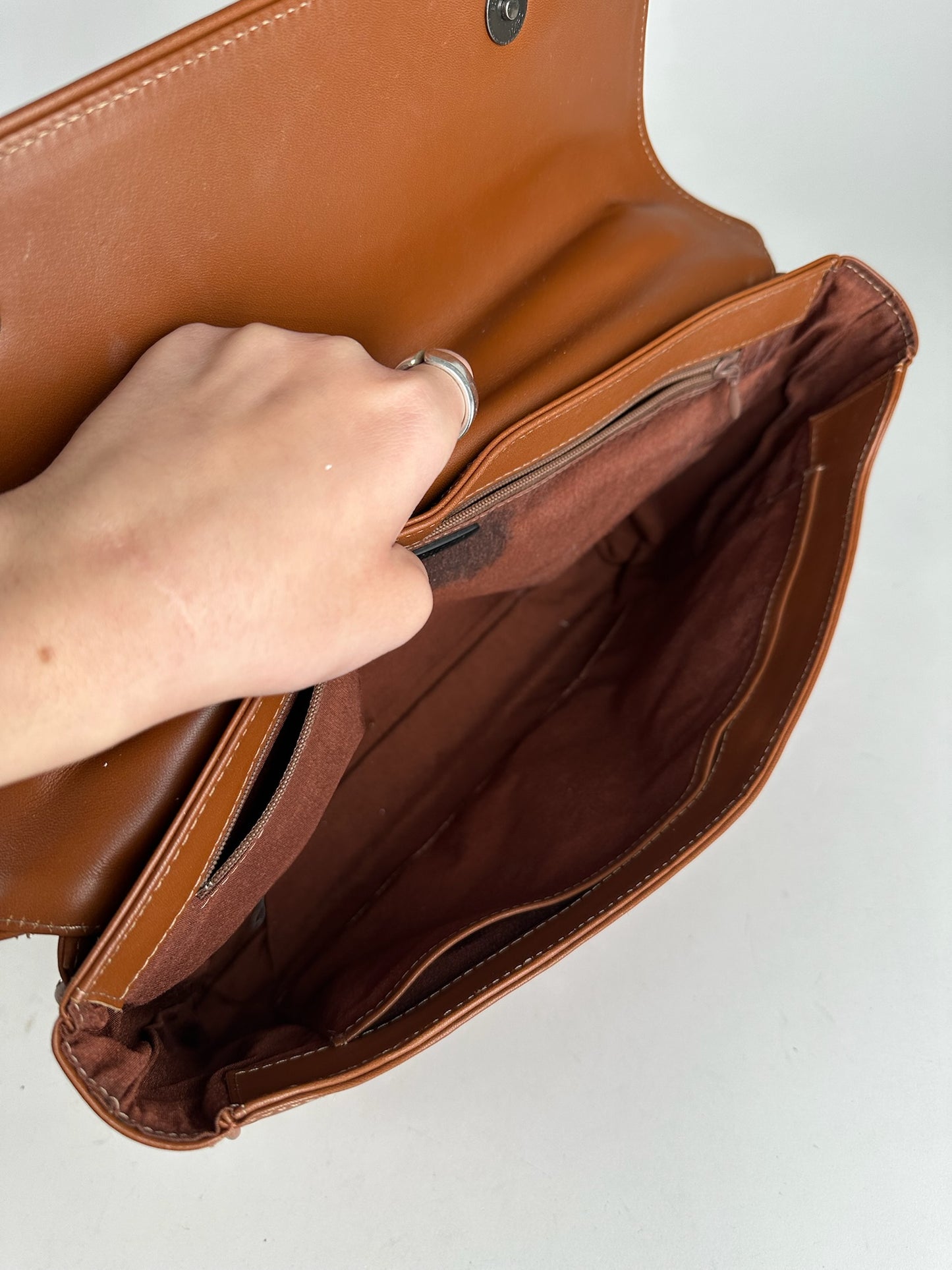 Vintage Issey Miyake 2way leather bag brown