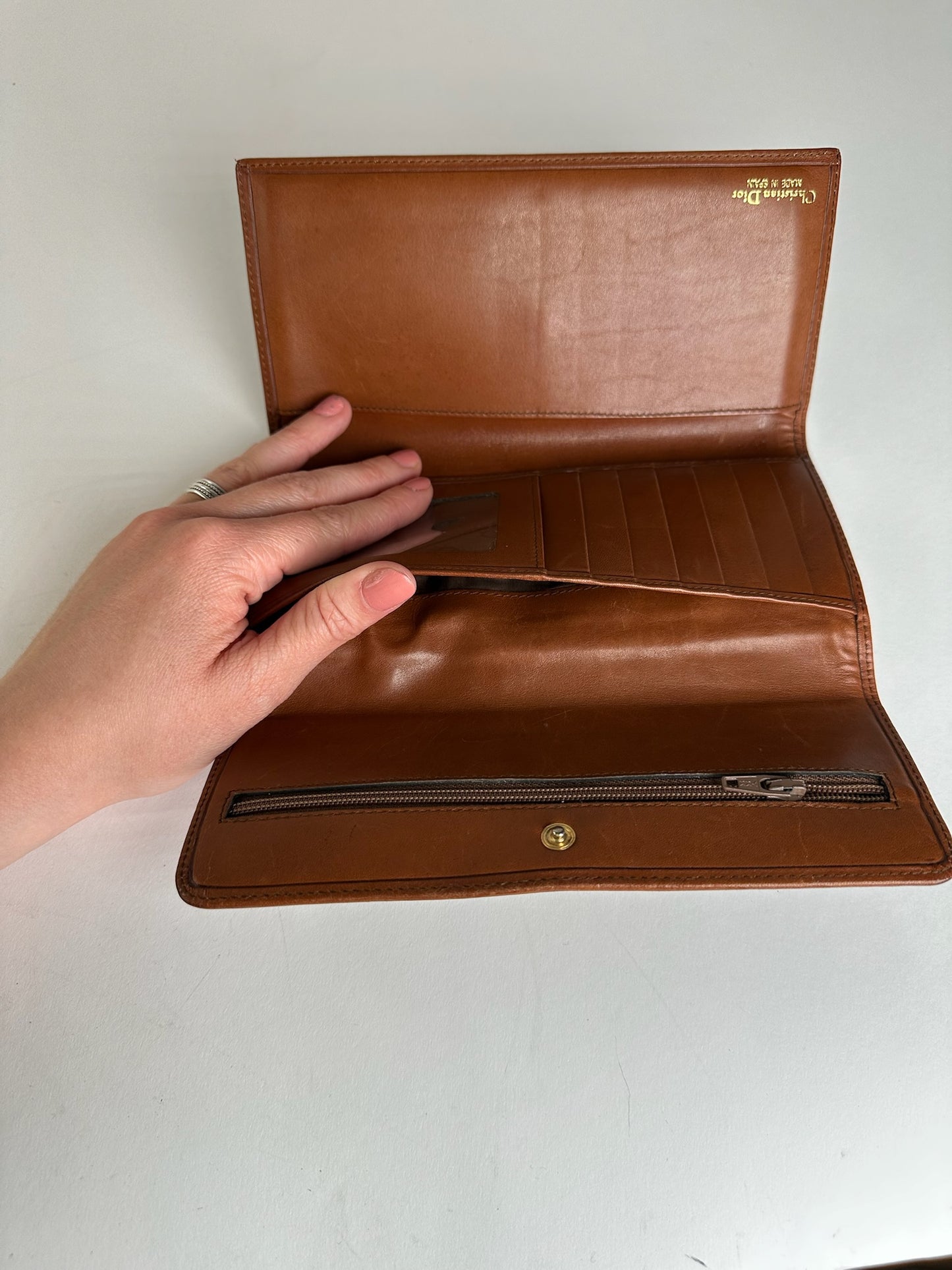 Vintage Dior Canvas Leather Wallet / Card Holder Brown