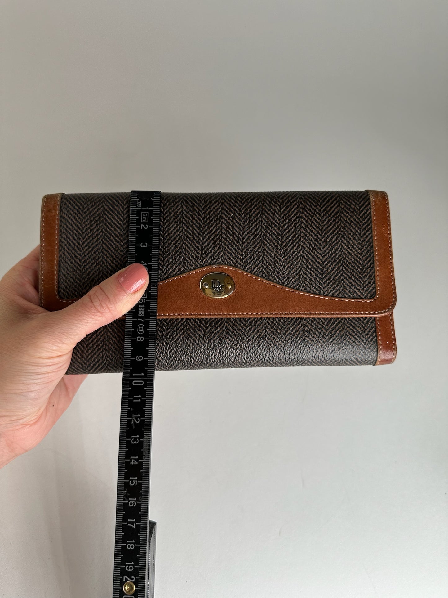 Vintage Dior Canvas Leather Wallet / Card Holder Brown