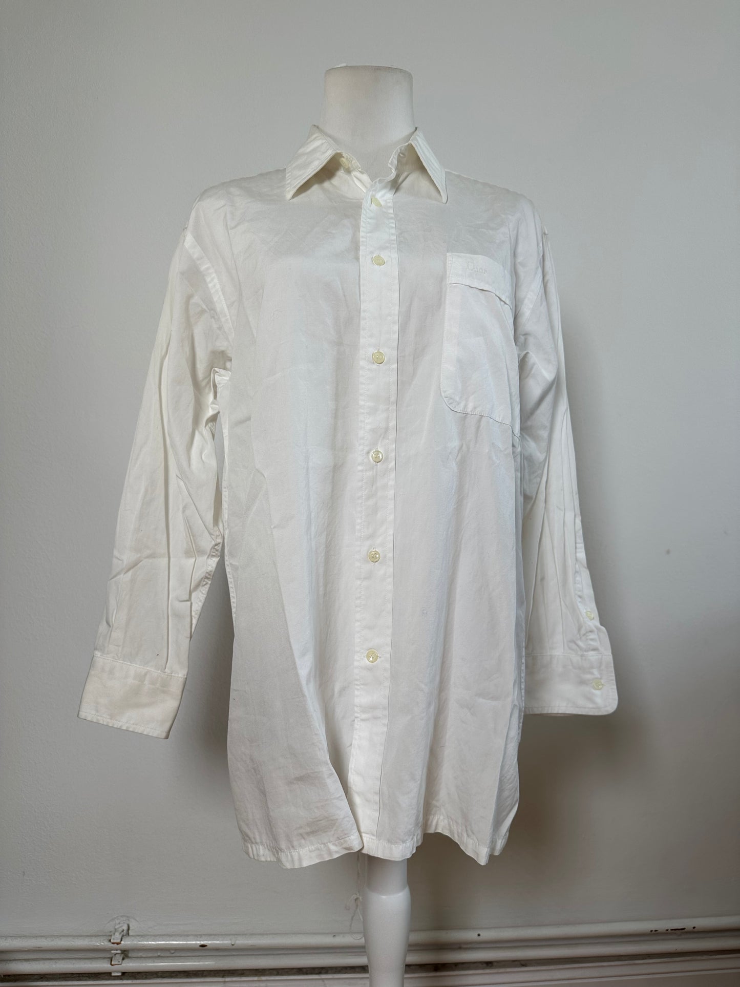 Vintage Dior Men's Cotton Blend Shirt White XL