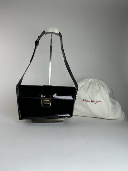 Vintage Salvatore Ferragamo Patent Leather Bag Black