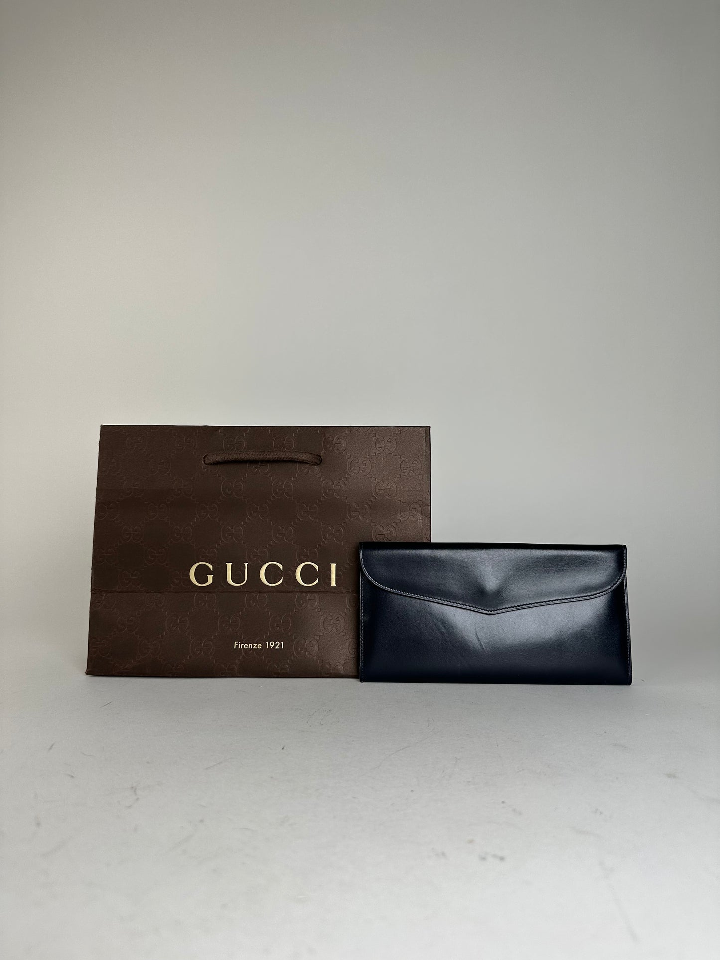 Vintage Gucci Long Wallet Navy Leather