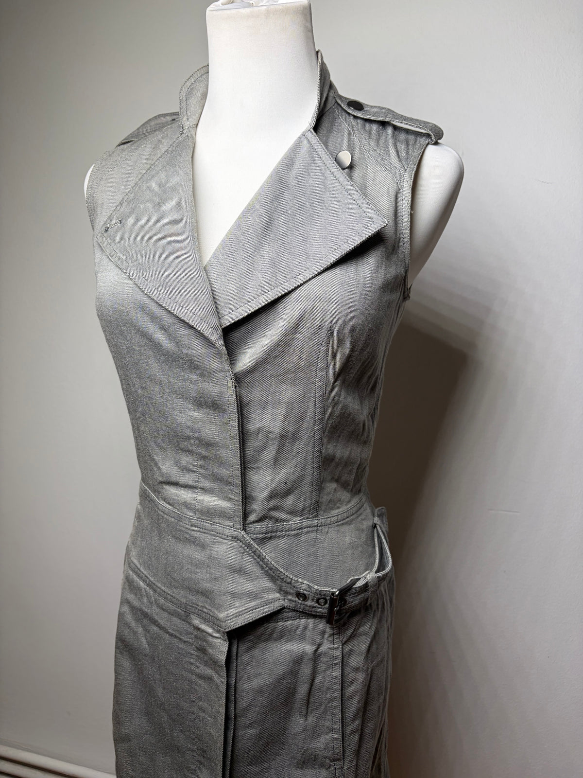 Vintage Givenchy Cotton Midi Dress Grey Riccardo Tisci Era M