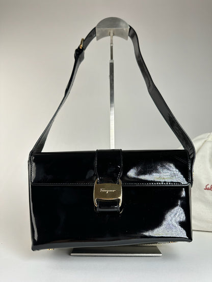 Vintage Salvatore Ferragamo Patent Leather Bag Black