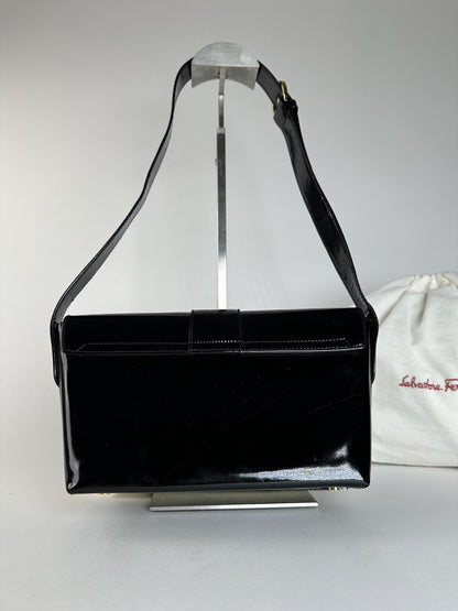 Vintage Salvatore Ferragamo Patent Leather Bag Black