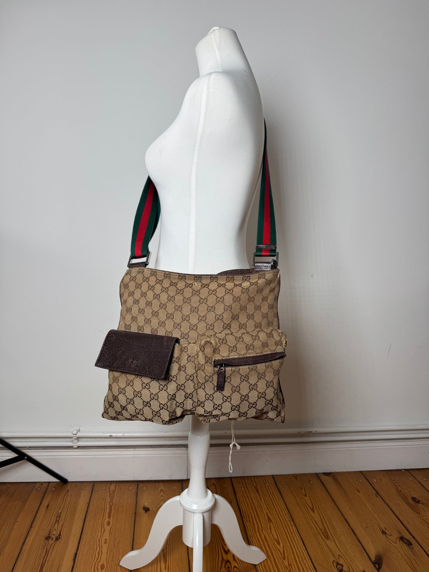 Vintage Gucci Monogram Bag Beige Brown