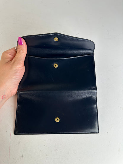Vintage Gucci Long Wallet Navy Leather