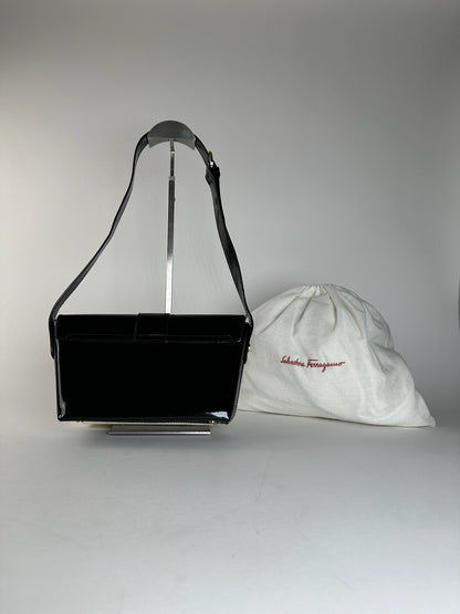 Vintage Salvatore Ferragamo Patent Leather Bag Black