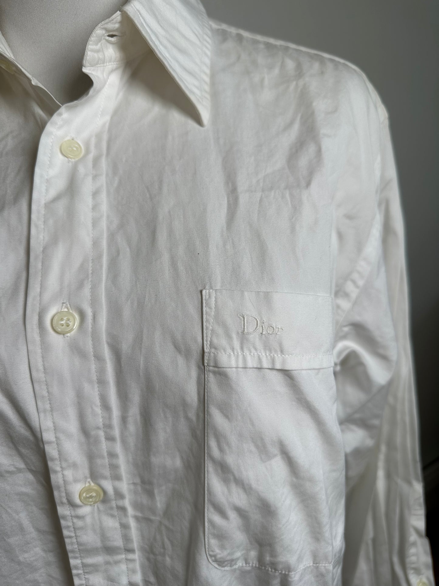 Vintage Dior Men's Cotton Blend Shirt White XL