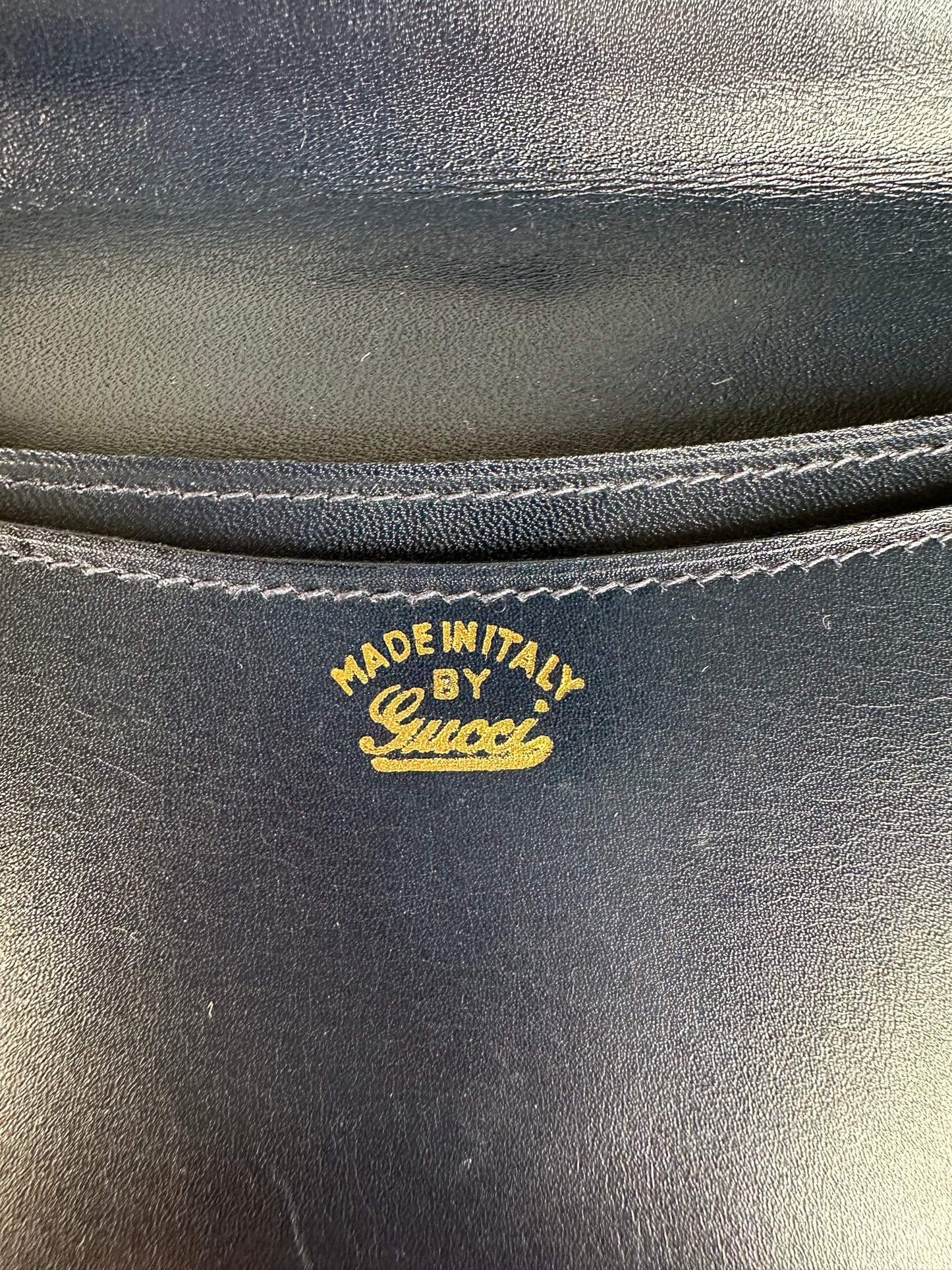 Vintage Gucci Long Wallet Navy Leather