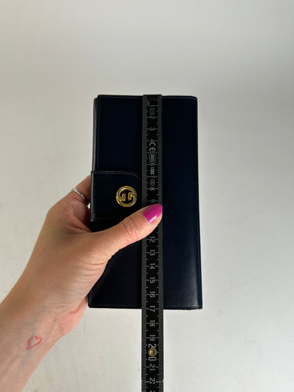 Vintage Gucci Long Wallet Navy Leather