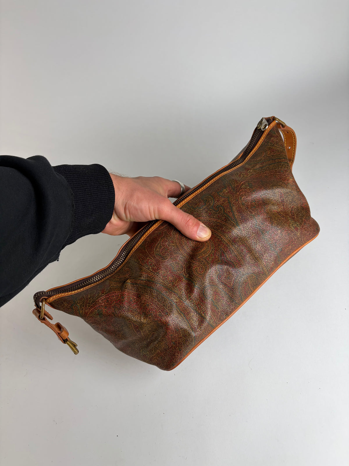 Vintage Etro Paisley Canvas Hobo Bag Late 1990s Rust Green Gold