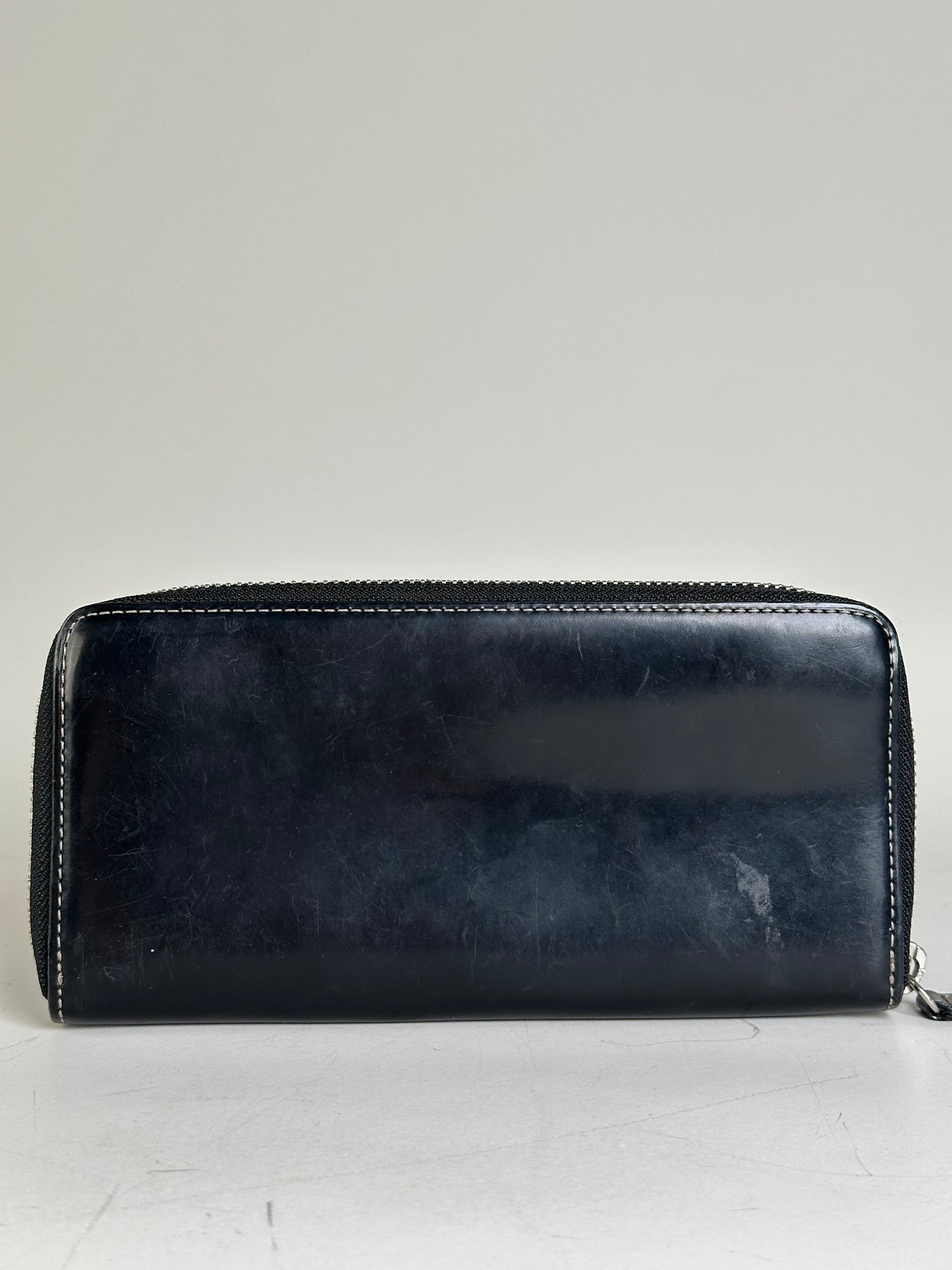 Vintage Vivienne Westwood Leather Zip Wallet Black Silver