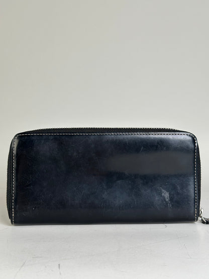 Vintage Vivienne Westwood Leather Zip Wallet Black Silver
