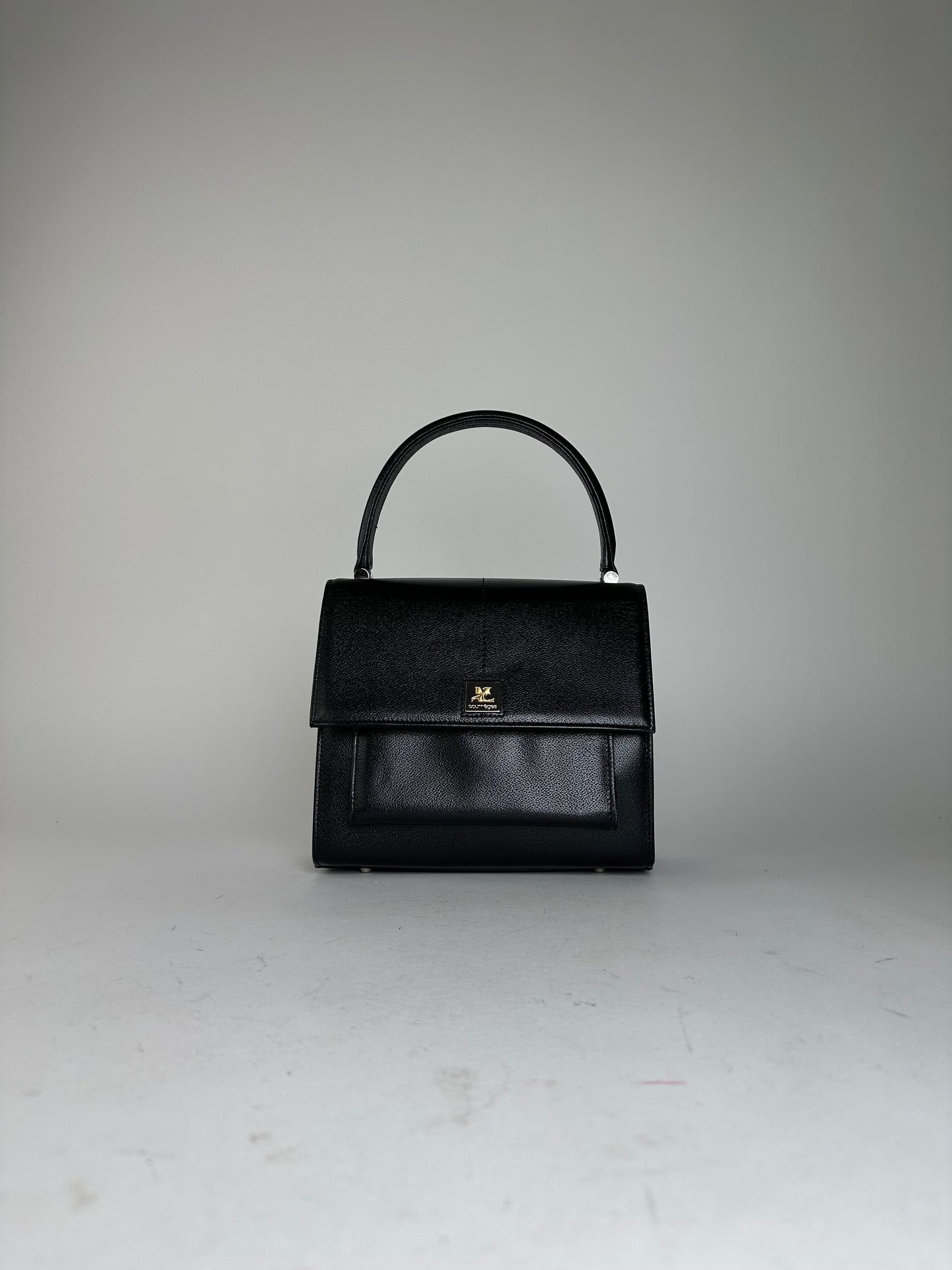 Vintage Courrèges Top Handle Bag Leather Black