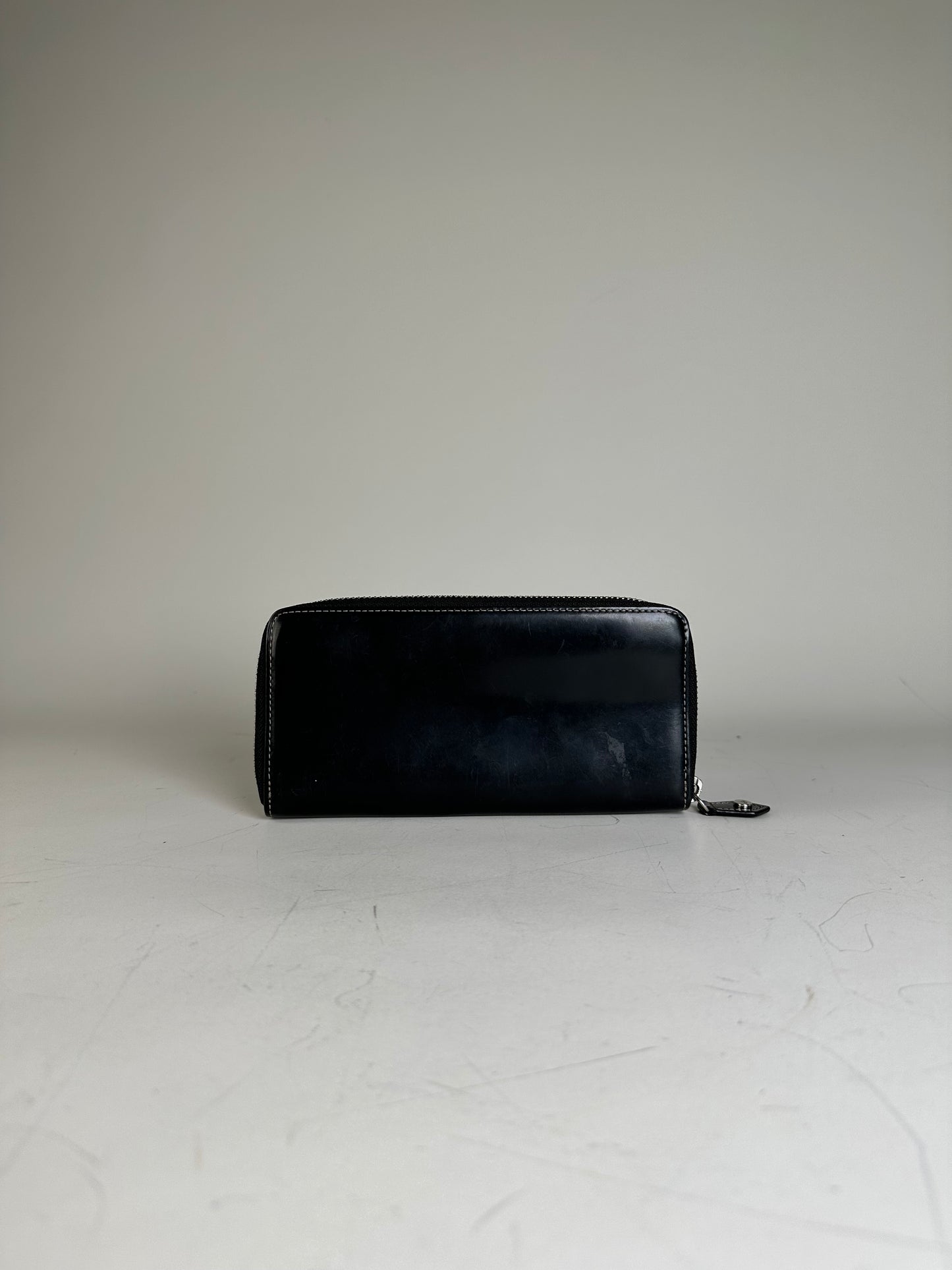 Vintage Vivienne Westwood Leather Zip Wallet Black Silver