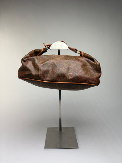 Vintage Etro Paisley Canvas Hobo Bag Late 1990s Rust Green Gold