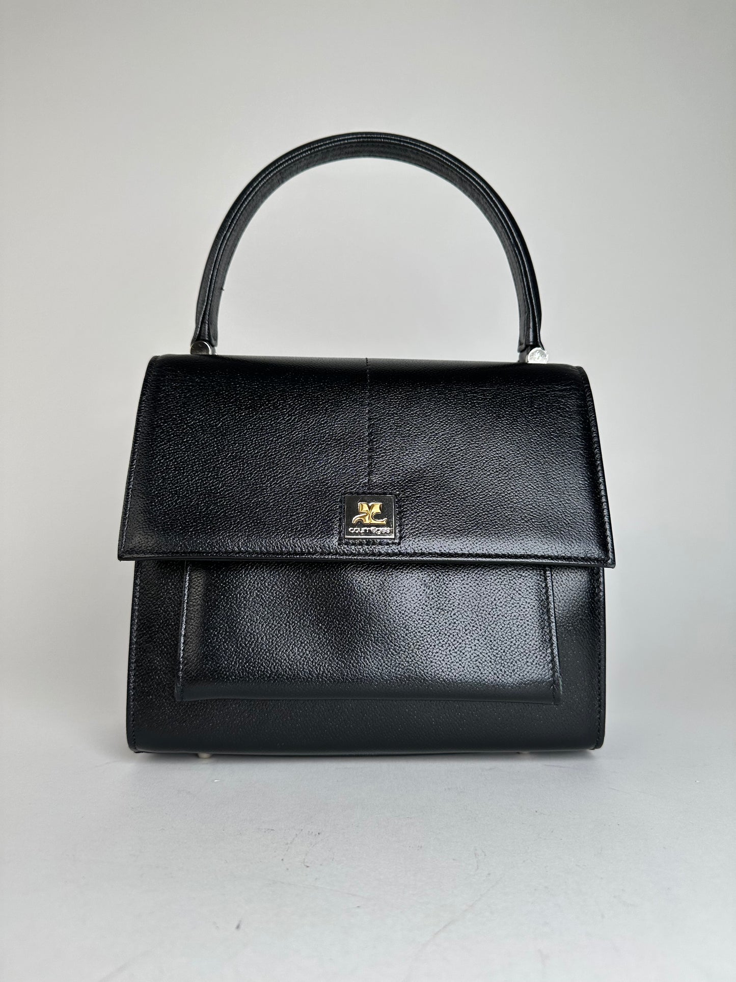 Vintage Courrèges Top Handle Bag Leather Black